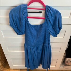Lulus Blue Puff Sleeve Dress